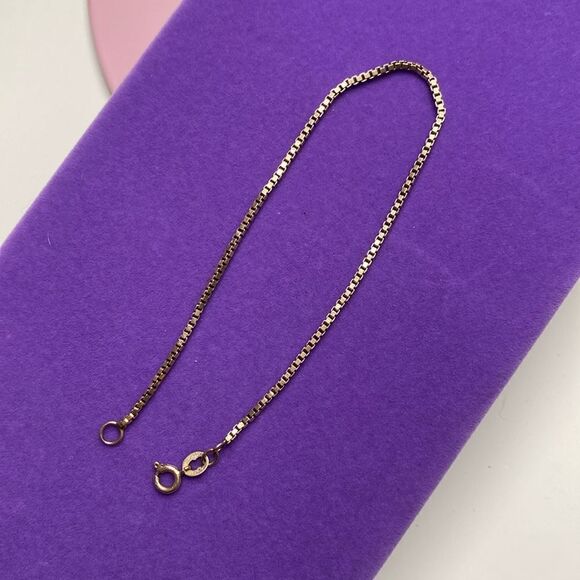 💛 Vintage 10k Yellow Gold Box Chain Bracelet - Picture 1 of 6